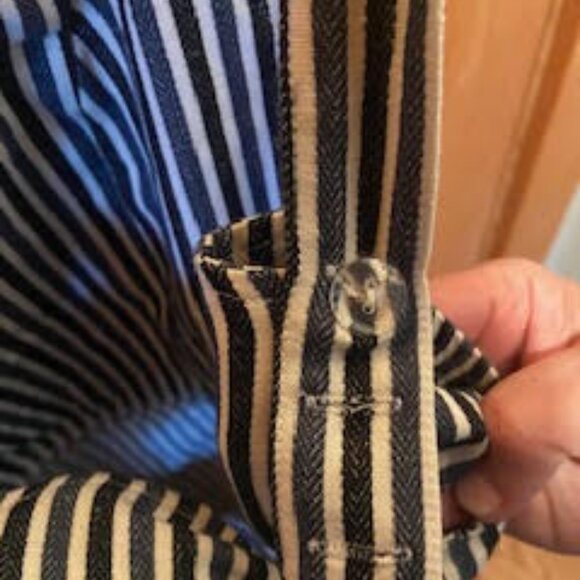 Anthropologie Mo:Vint Stripe Cut Out Midi Dress Stripe BackTie Anthropologie M - Picture 11 of 11